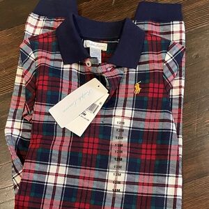 Ralph Lauren Kids Plaid Polo - Red, Blue, and White